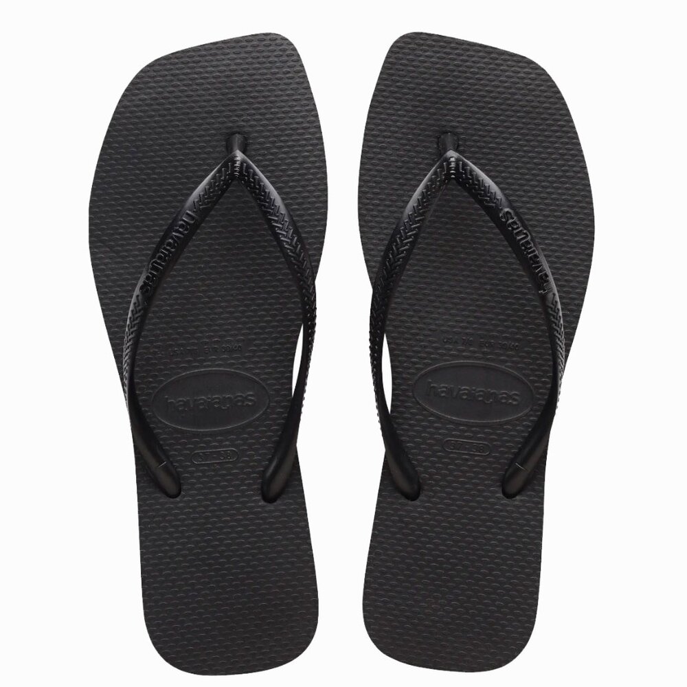 HAVAIANAS SQUARE TOE FLIP FLOP SANDAL - BLACK | SIZE 9 | BEST SELLER | NEW - Picture 3 of 9